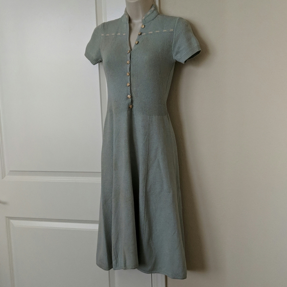 1950s 1960s St John for Saks 5th Avenue Blue Knit Dress